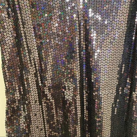 Line & Dot Thea Sequin Mini Dress in Black, Deep V-neck, NWT, Hidden Side Zipper - Picture 11 of 15
